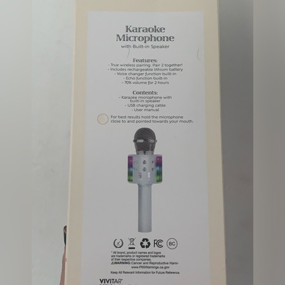 Vivitar Wireless Bluetooth Karaoke Microphone Portable Handheld Speaker USB New - Picture 3 of 3